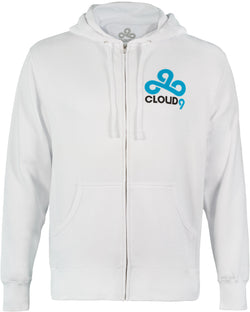 Cloud9 Logo Zip Up Hoodie. White