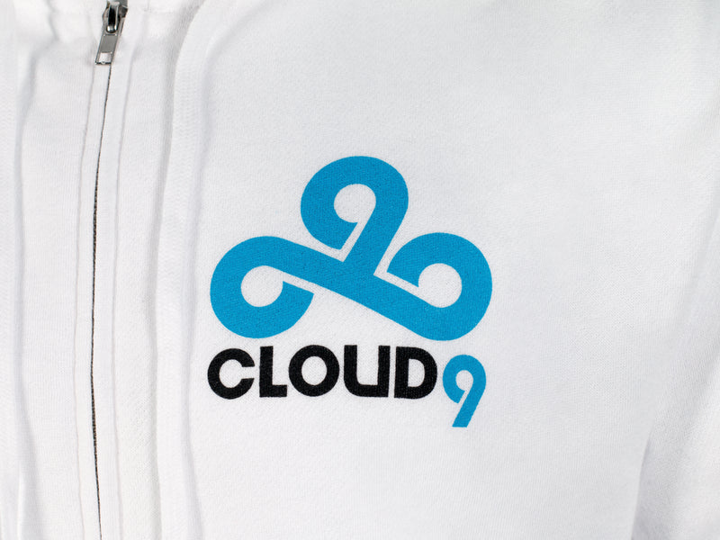 Cloud9 Logo Zip Up Hoodie. White