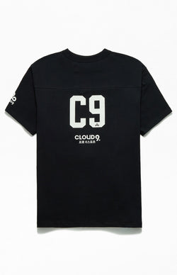 Cloud9 x PacSun Football Short Sleeve Tee. Black