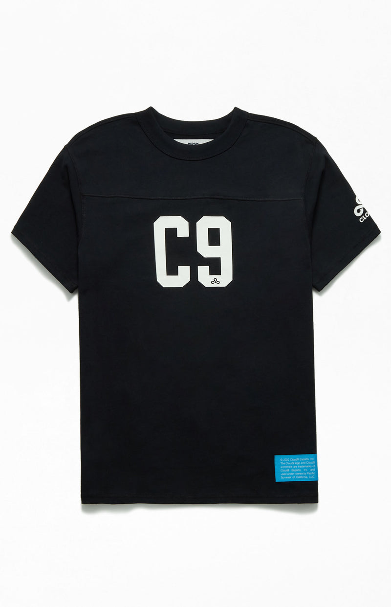 Cloud9 x PacSun Football Short Sleeve Tee. Black
