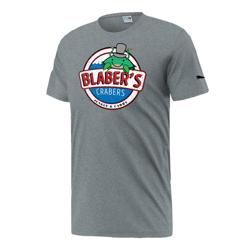 Blaber's Crabers T-Shirt. Grey.